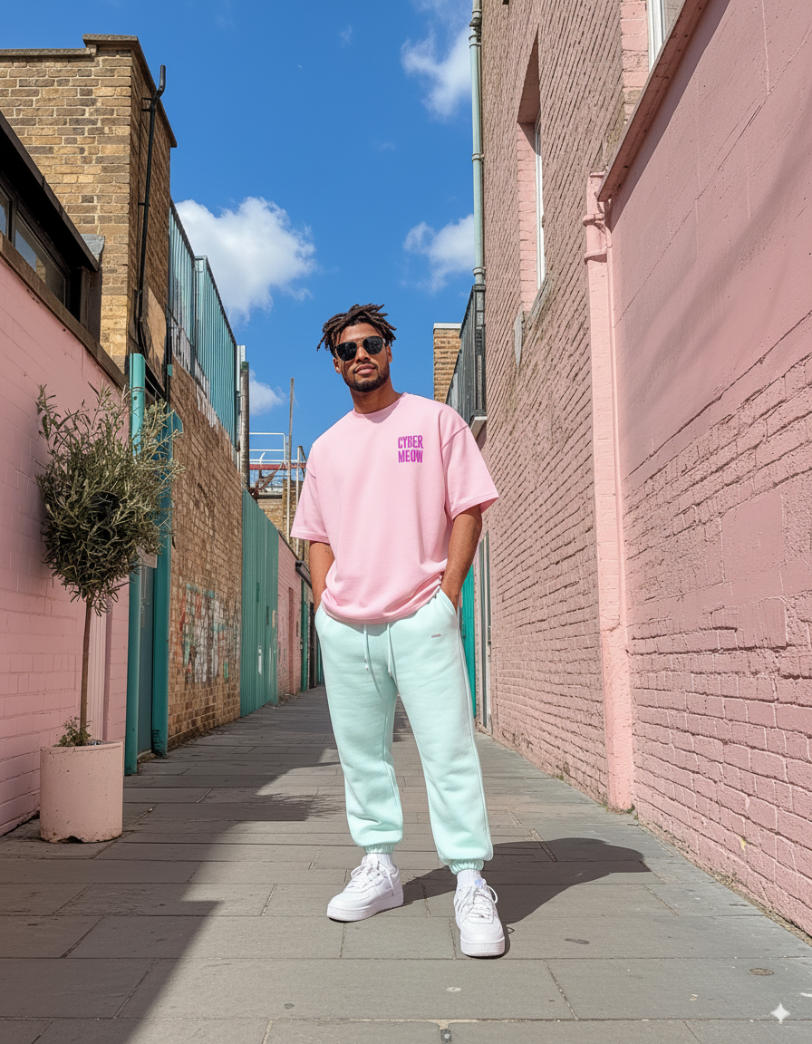 "Kawaī Neko" - Kawaii Cat Oversized Pocket Tee