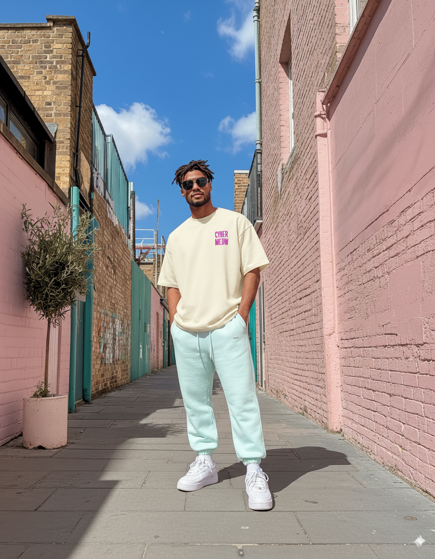 "Kawaī Neko" - Kawaii Cat Oversized Pocket Tee