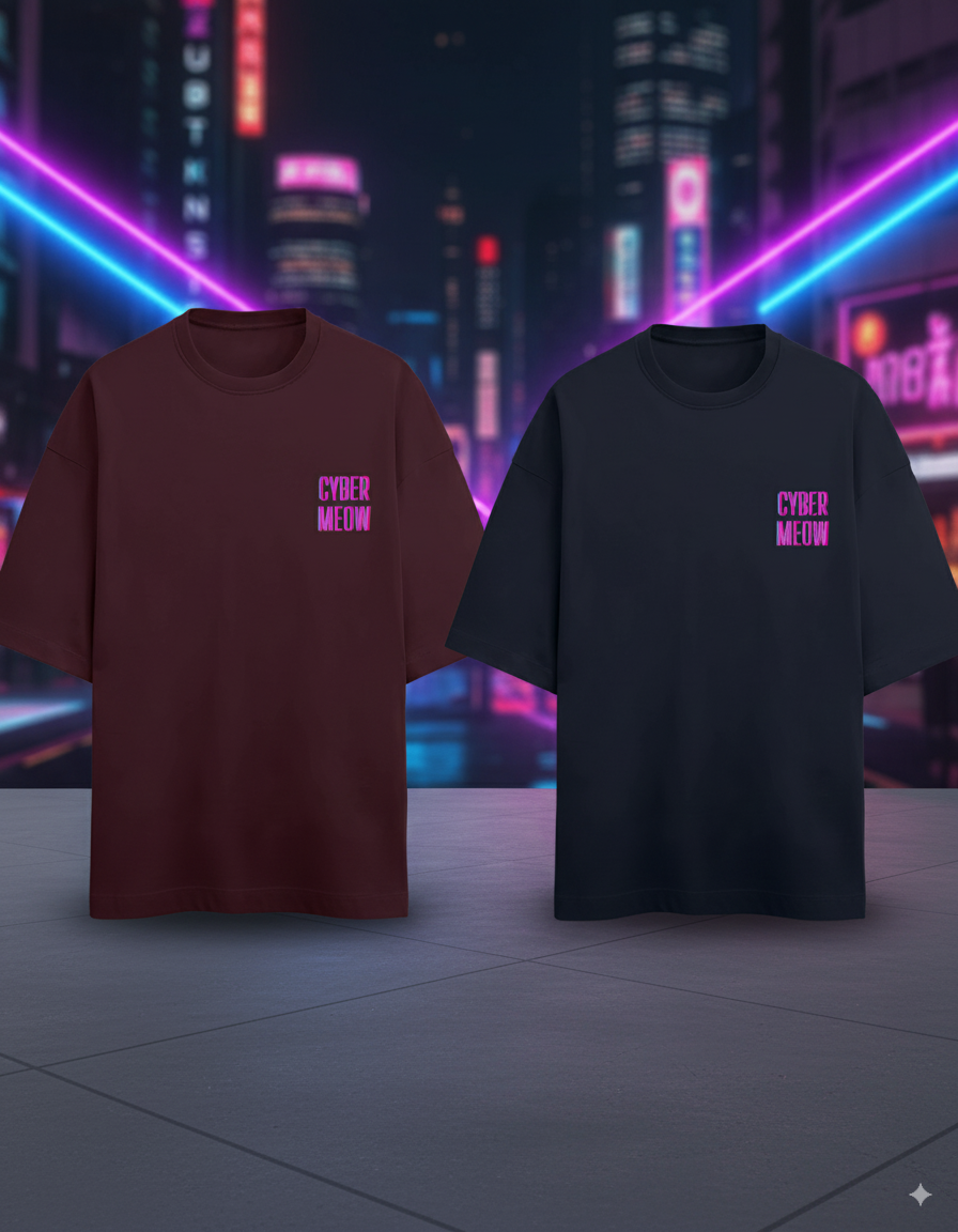 "Kawaī Neko" - Kawaii Cat Oversized Pocket Tee