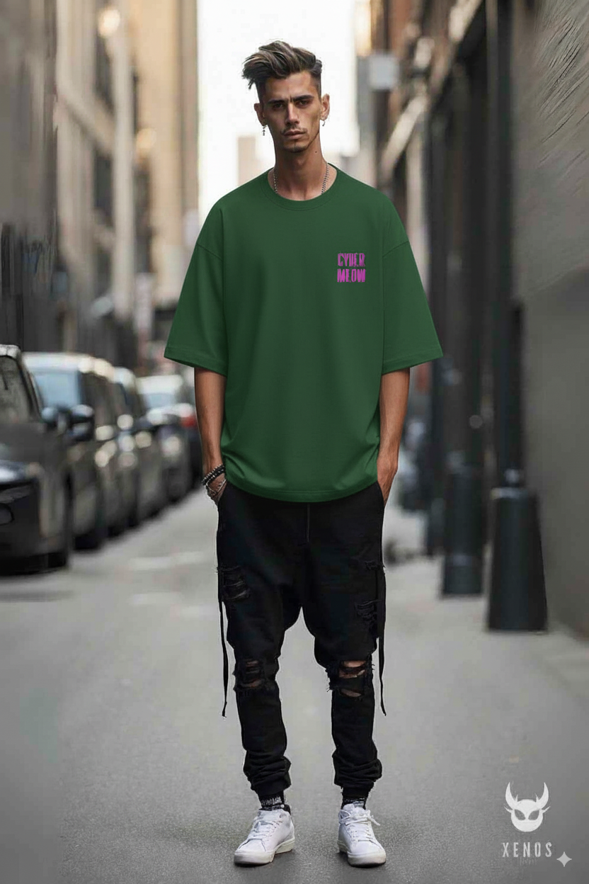 "Neko Senshi" - Ninja Warrior Oversized Pocket Tee