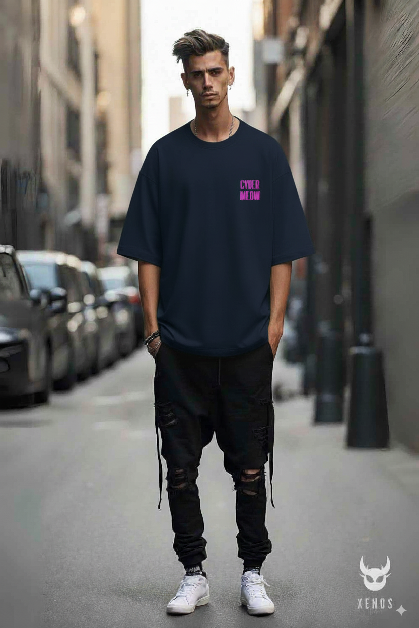 "Neko Senshi" - Ninja Warrior Oversized Pocket Tee