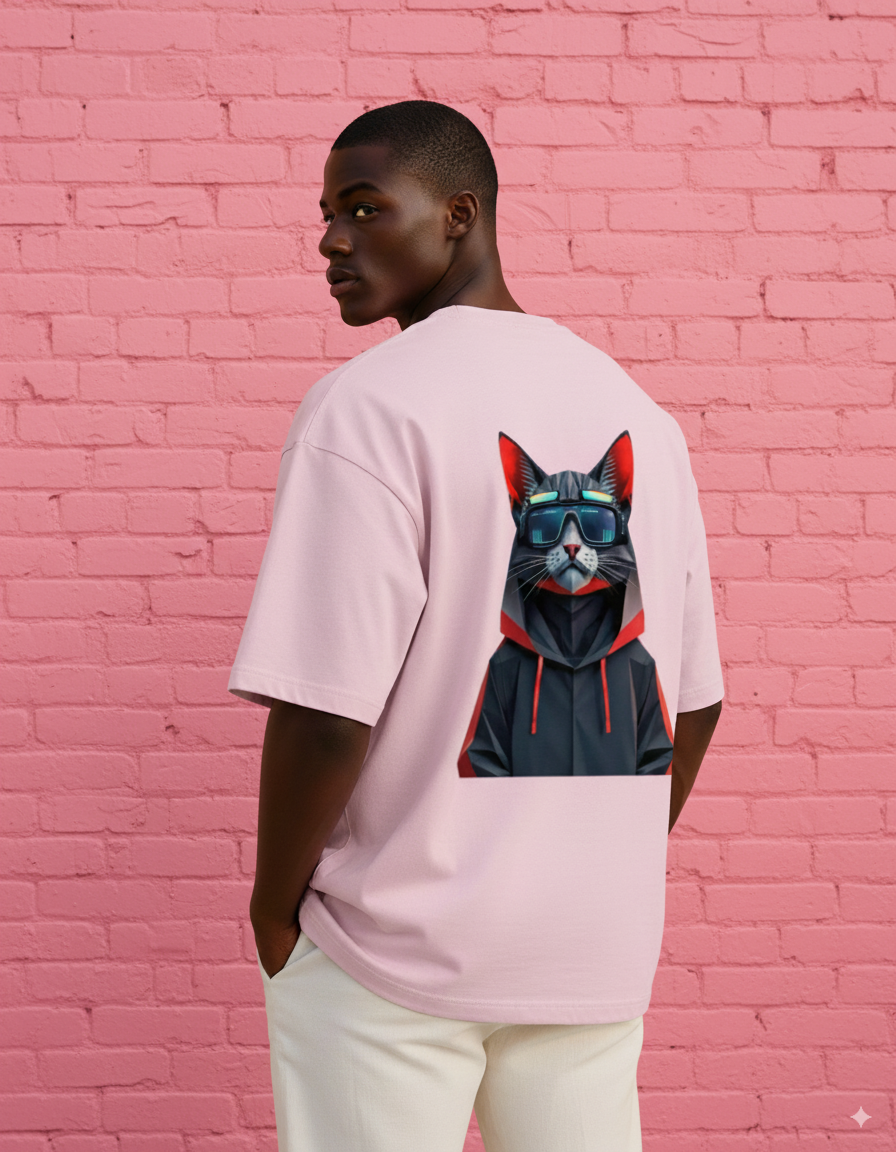 "Neko Senshi" - Ninja Warrior Oversized Pocket Tee
