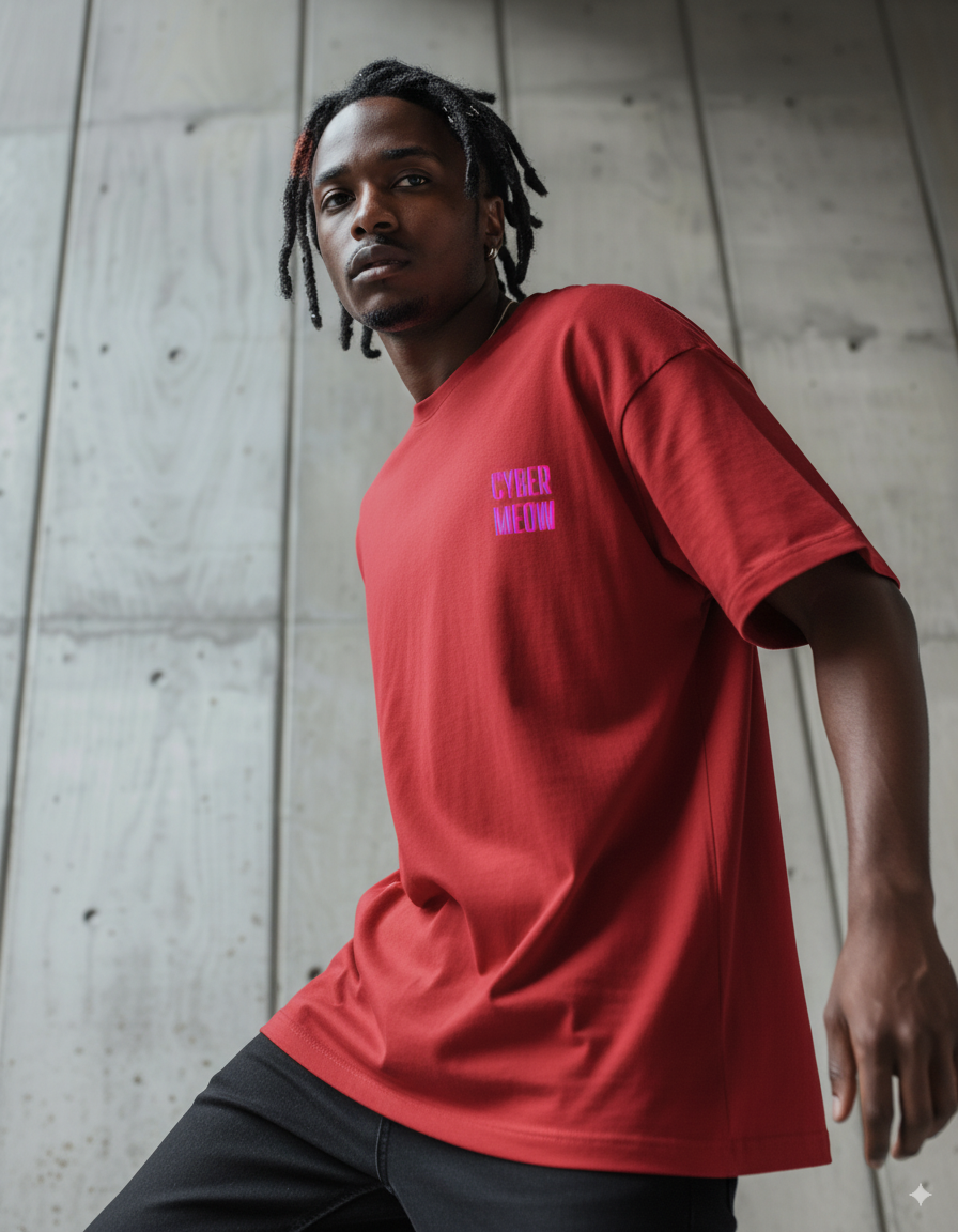 "Neko Senshi" - Ninja Warrior Oversized Pocket Tee