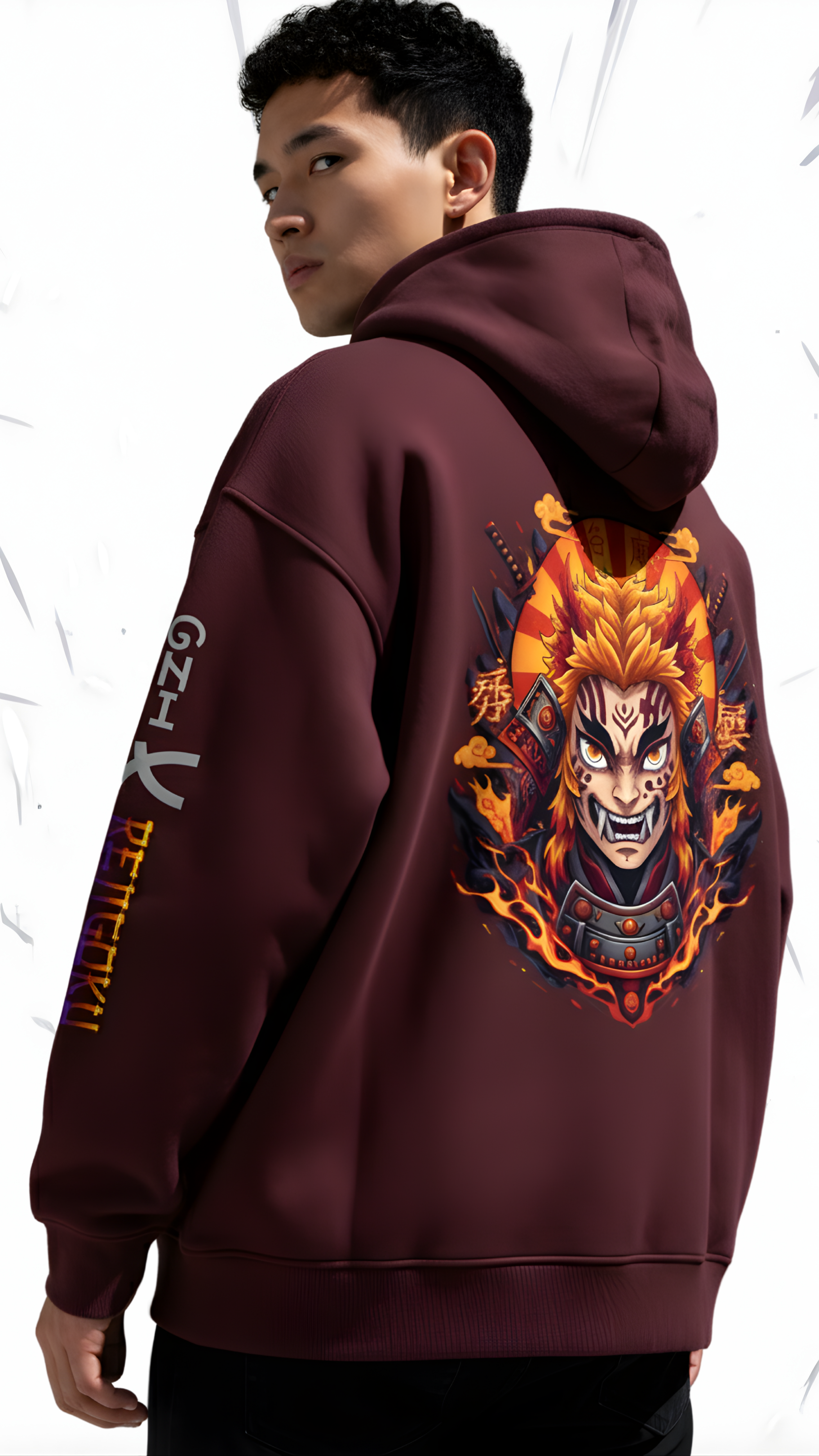 Oni X Rengoku Unisex Oversized Hoodie
