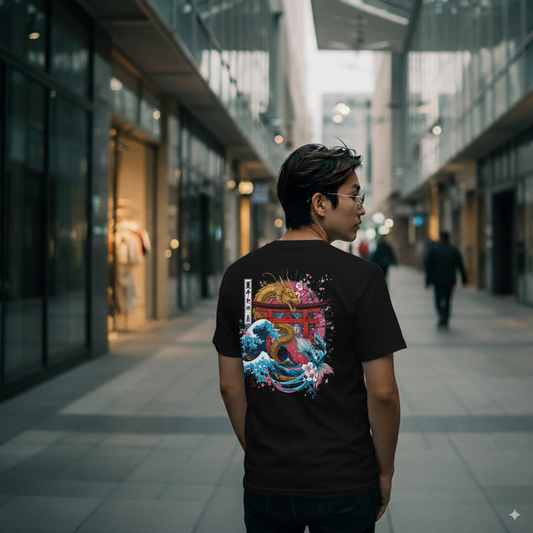 Japanese-Inspired Men’s Streetwear T-Shirt | Loose Fit AOP Graphic Tee for Anime Lovers