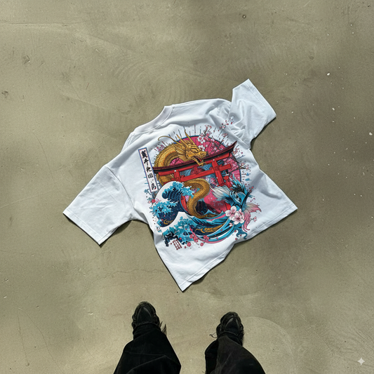 Japanese-Inspired Men’s Streetwear T-Shirt | Loose Fit AOP Graphic Tee for Anime Lovers