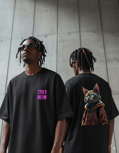 "Kawaī Neko" - Kawaii Cat Oversized Pocket Tee