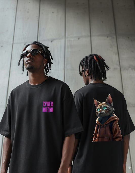 "Kawaī Neko" - Kawaii Cat Oversized Pocket Tee
