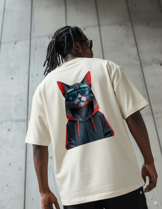 "Neko Senshi" - Ninja Warrior Oversized Pocket Tee
